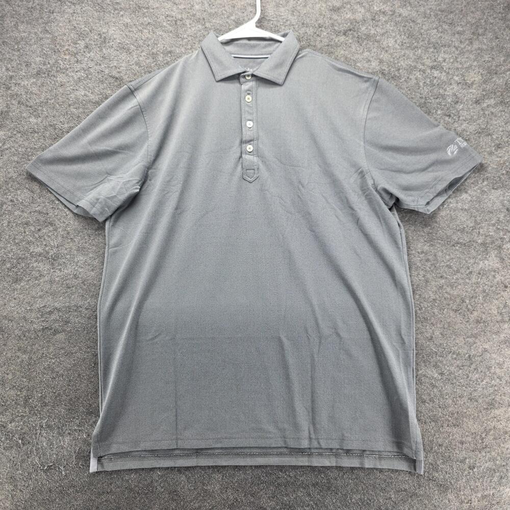 Johnnie-O Polo Shirt Mens M Gray Geometric Polyester Spandex Tagless Collared